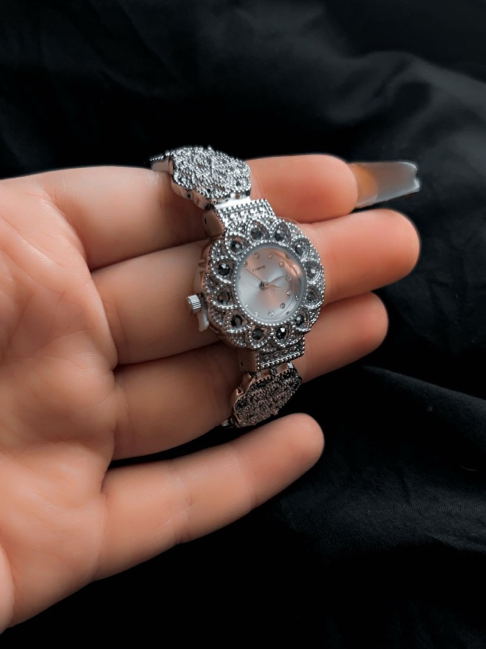 Never Worn Silver Floral Crystal Women's Bracelet Watch